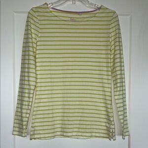 Boden White and Green Long Sleeve Tee, US Size 2, (UK 6), EUC